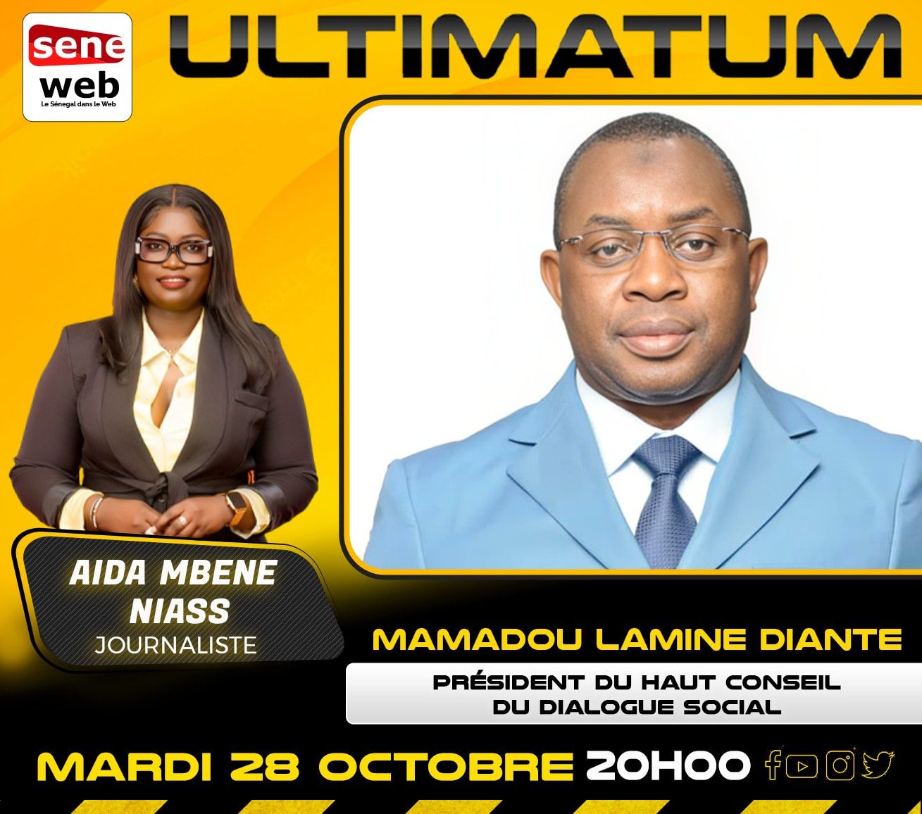 Invité de la journaliste Aïda Mbène NIASS dans l’émission « ULTIMATUM » sur Seneweb.
