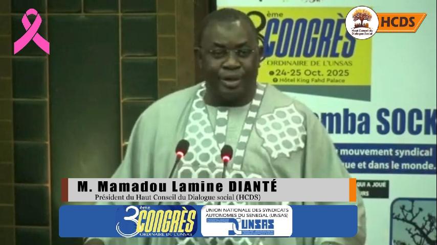 Cérémonie officielle d’ouverture du 3ᵉ congrès ordinaire de l’Union Nationale des Syndicats Autonomes du Sénégal (UNSAS).