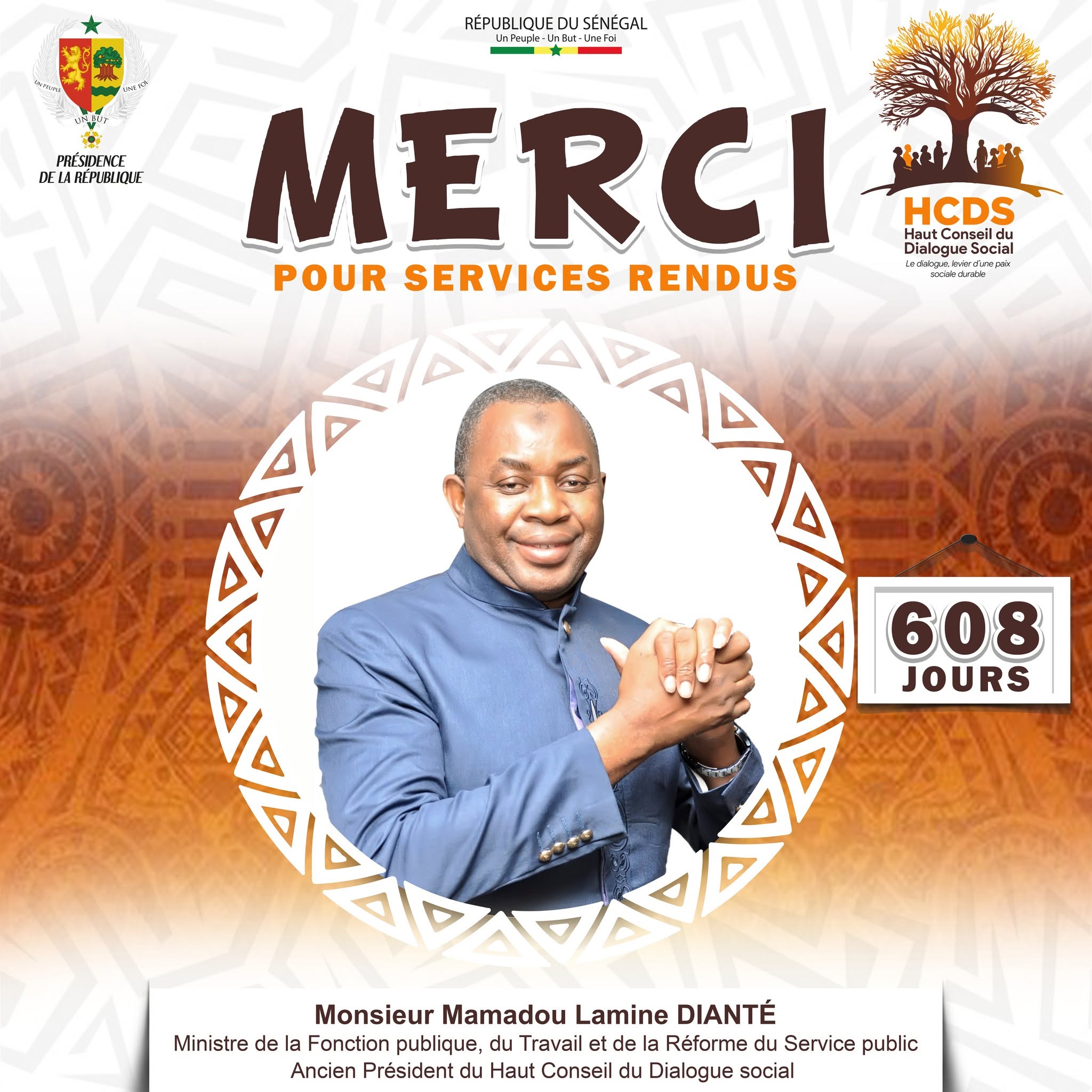 HOMMAGE ET REMERCIEMENTS À MONSIEUR MAMADOU LAMINE DIANTÉ