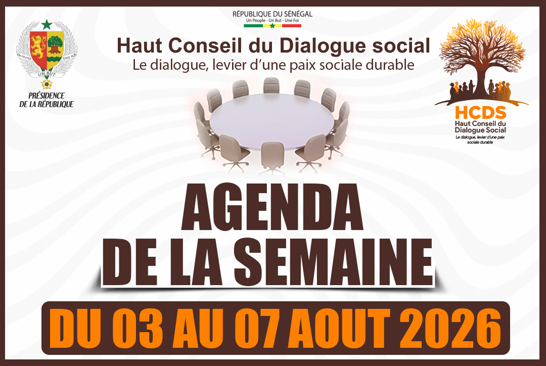 AGENDA DE LA SEMAINE DU 03 AU 07 AOUT 2026