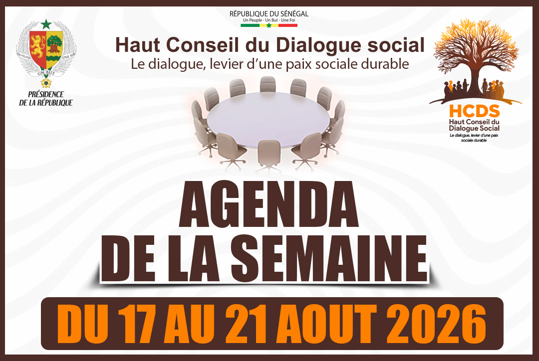 AGENDA DE LA SEMAINE DU 17 AU 21 AOUT 2026